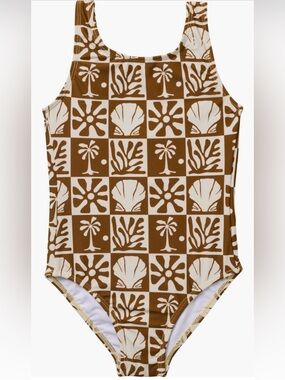 NWT Seasta Surf Kids' Beach Checks One-Piece Swimsuit Sz 9-10